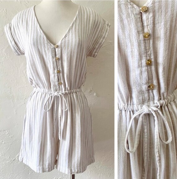 Striped Linen Blend Jumpsuit