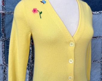 J Crew cashmere embroidered cardigan