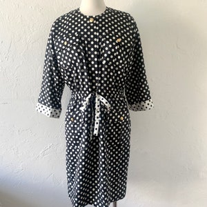 80s b/w shirt dress with pockets