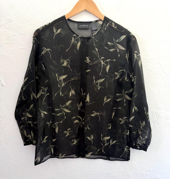 Liz Claiborne sheer silk organza blouse - image 2