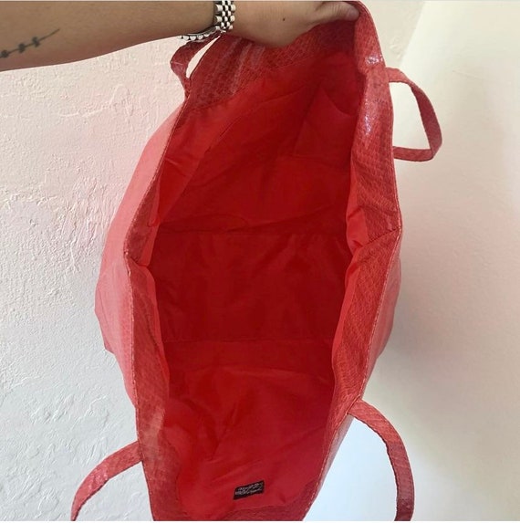 Vtg NWT Saks Fifth Avenue Red Faux Snake Large Tote / Bag