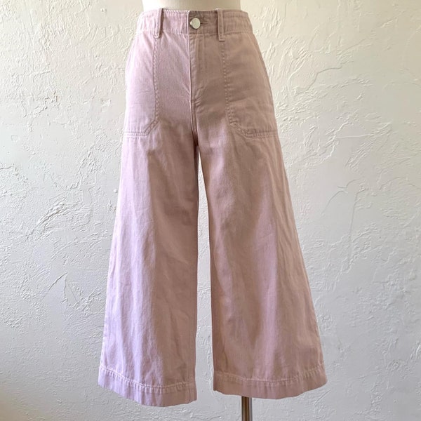 TopShop lt pink crop wide leg jeans ~ 0
