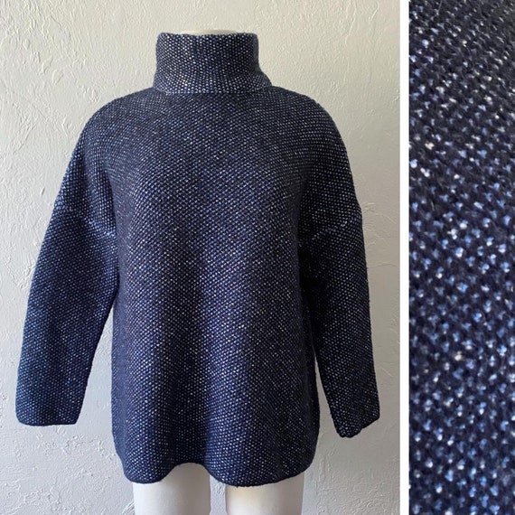 Zara chunky indigo navy knit sweater - image 1
