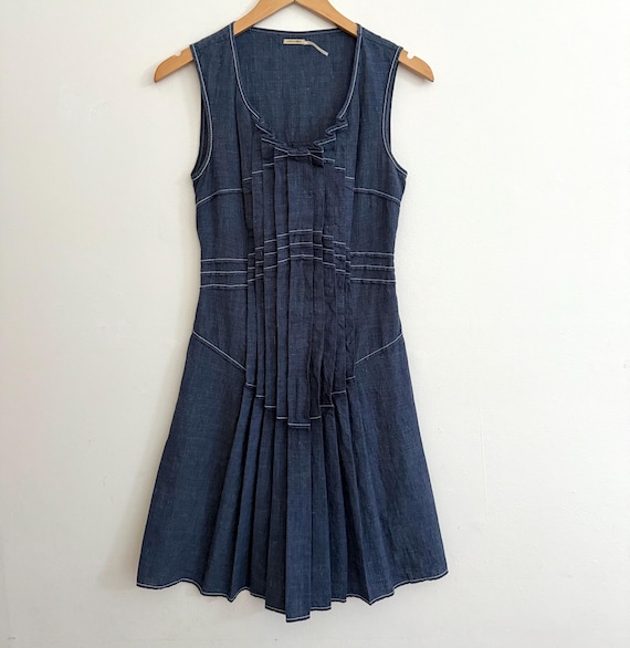 Max Studio Linen Pleated Dress - Etsy
