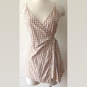 Gingham Wrap Front Jumpsuit