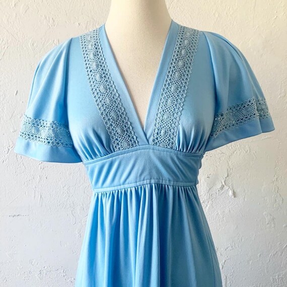 1970s sky blue dress ~ xs - small - image 9