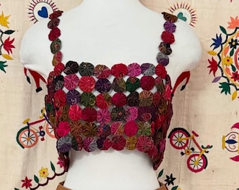 Vtg patchwork crop top
