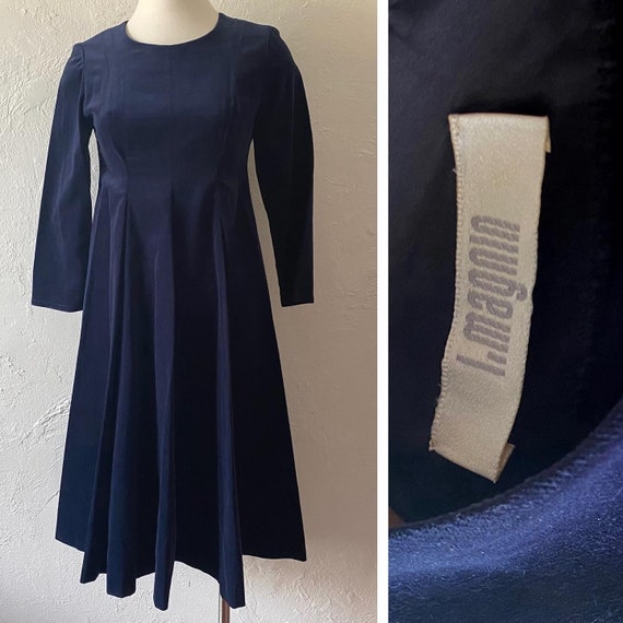 I.magnin Navy Velvet Swing Dress - Etsy I.magnin Navy Velvet Swing Dress - Etsy
