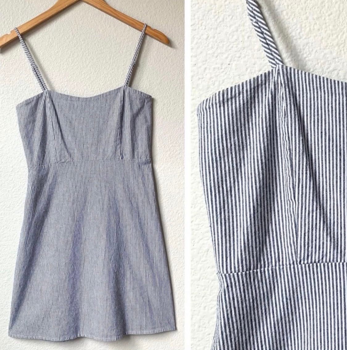 brandy melville blue and white striped dress Brandy Melville Mini Cotton Blue and White