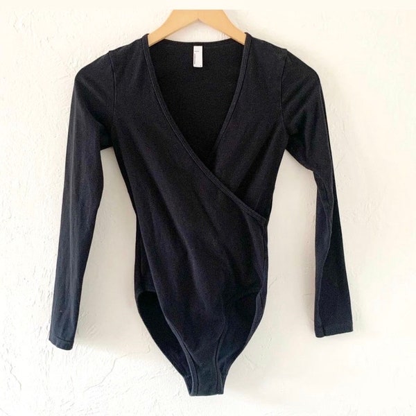 American Apparel black wrap front bodysuit