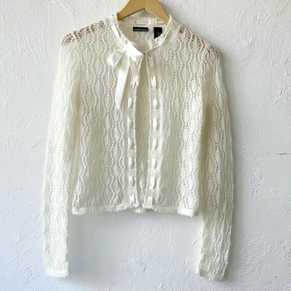 00s Moda Intl Satin Bow Mohair Cardigan - Etsy 