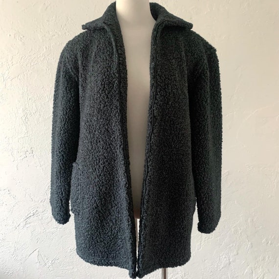 90s Chico Design dark grey heavy fleece coat ~ sm… - image 1
