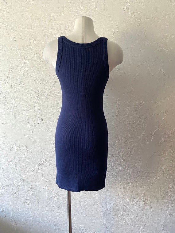 Monrow navy blue ribbed wiggle dress - image 5