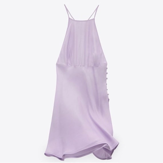 Zara NWT lilac backless satin mini dress ~ M - image 3