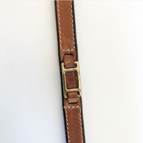 Vtg high waist brown leather belt - image 2