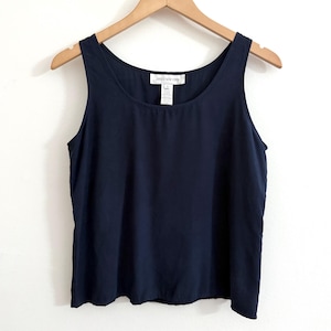 Navy silk tank top