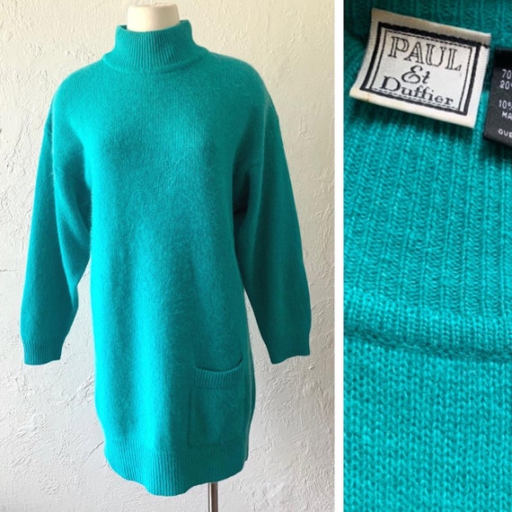 80s Paul & Duffier fuzzy angora blend sweater dre… - image 1