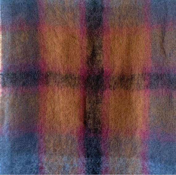 Vtg 50s mohair colorful large plaid scarf - image 4