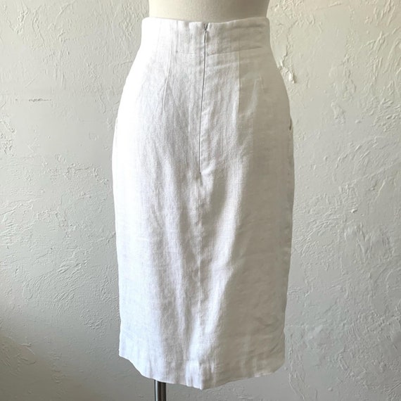 Balenciaga white linen pencil skirt ~ small - image 4
