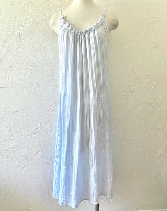 Michael Stars Light Blue Cotton Gauze Maxi Dress Etsy UK
