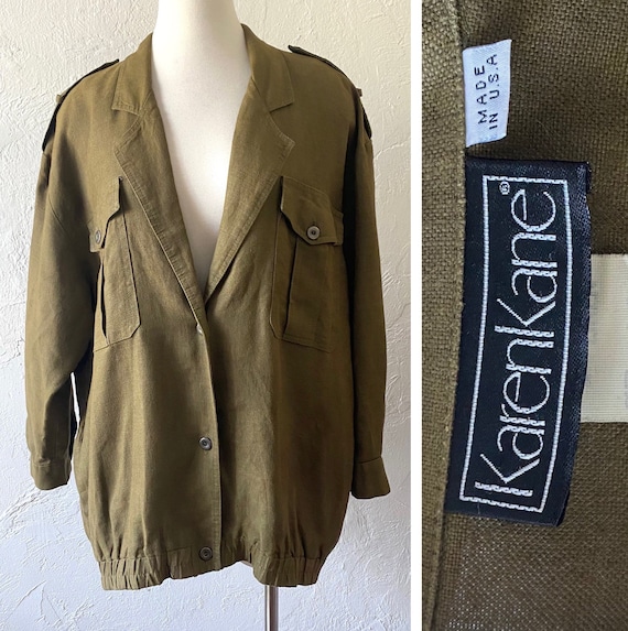 Karen Kane linen army green jacket ~ medium