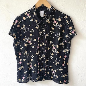 Silk pintuck floral blouse
