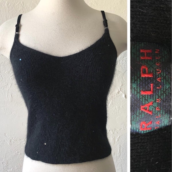 90s Ralph Lauren fuzzy angora sweater tank top - small