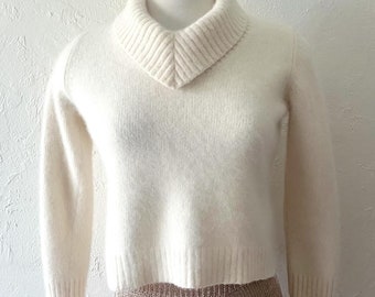 Rafaella fuzzy angora blend crop sweater