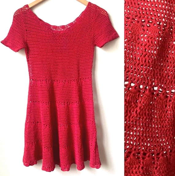 Cotton crochet mini dress