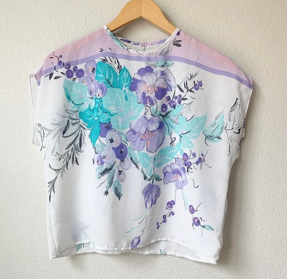 80s sheer print top - image 1