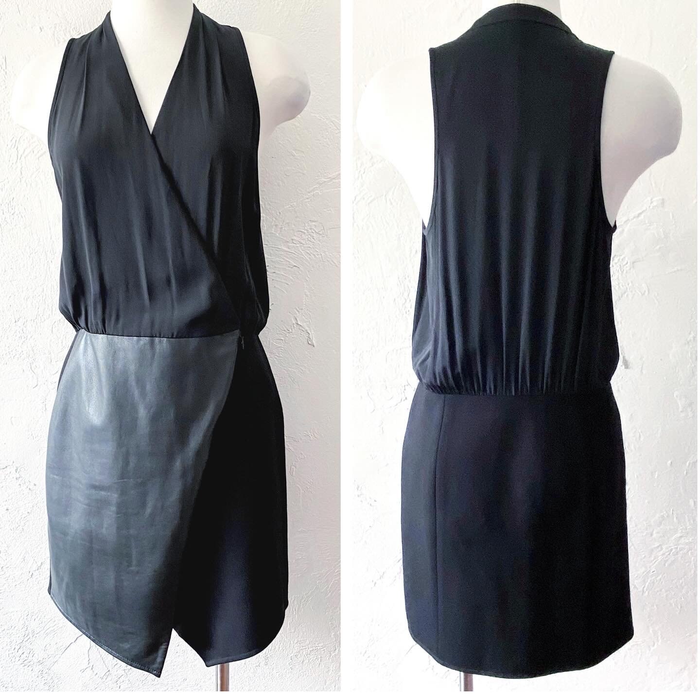 Tibi Silk and Leather Wrap Dress - Etsy
