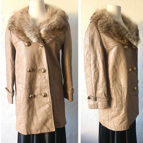 Amazing 1960s / 70s leather and fox coat ~ medium - image 3