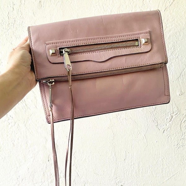 Rebecca Minkoff pink leather clutch