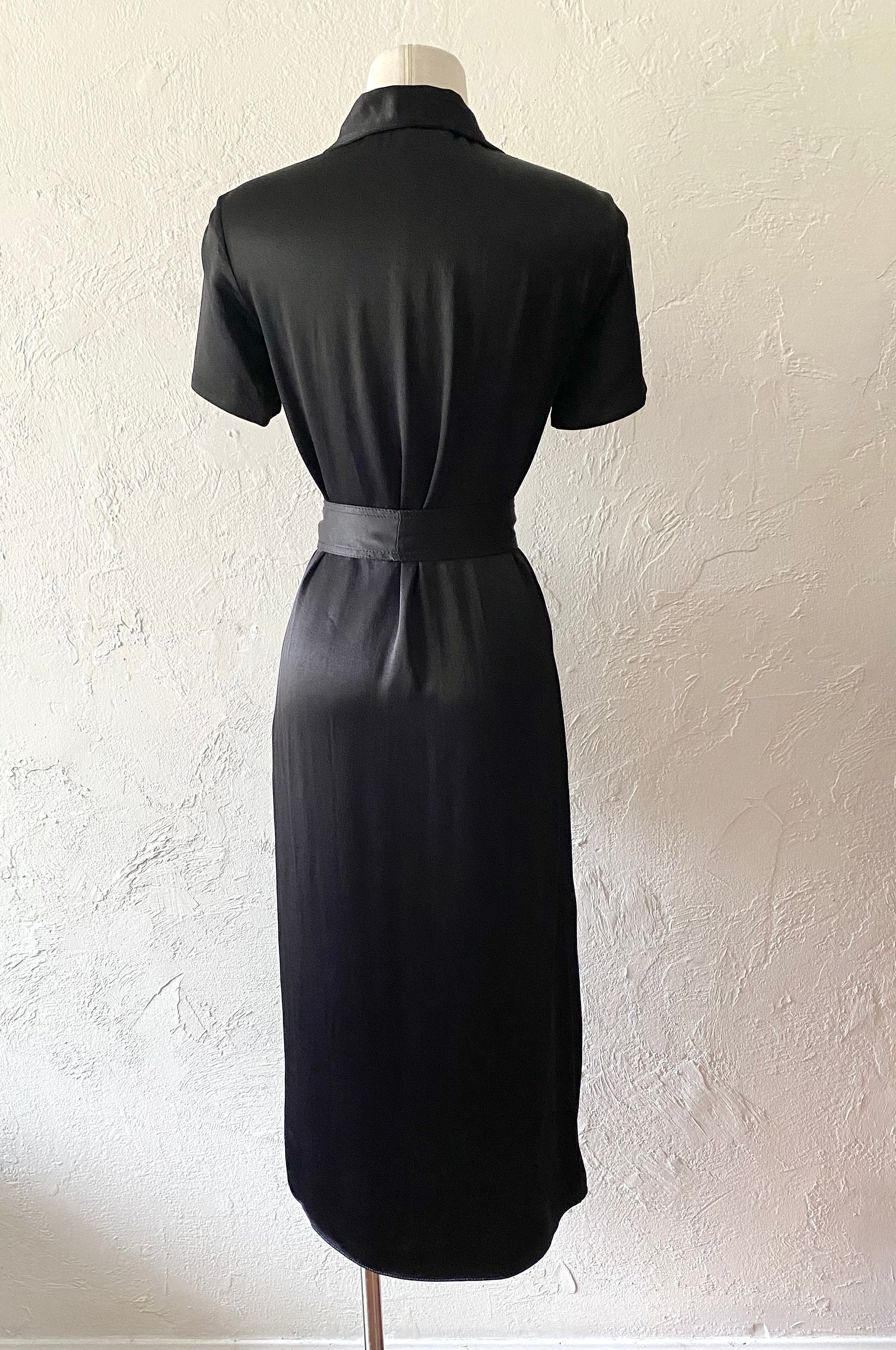 satin shirt dress zara Zara satin black midi dress S (4-6)
