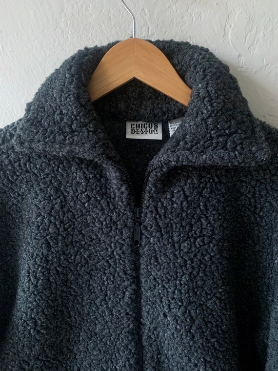90s Chico Design dark grey heavy fleece coat ~ sm… - image 3