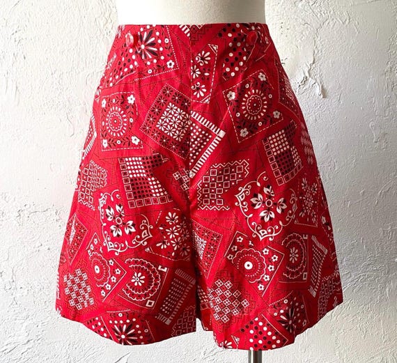 Vtg bandana suspender shorts