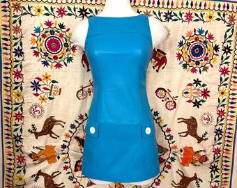 Mod real leather mini dress