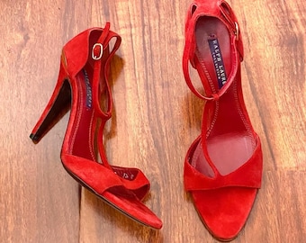 Tacones de gamuza con tiras en T de RL Purple Label