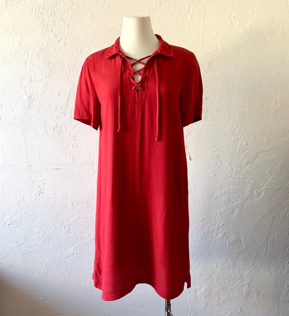 Ann Taylor Loft rayon lace up dress