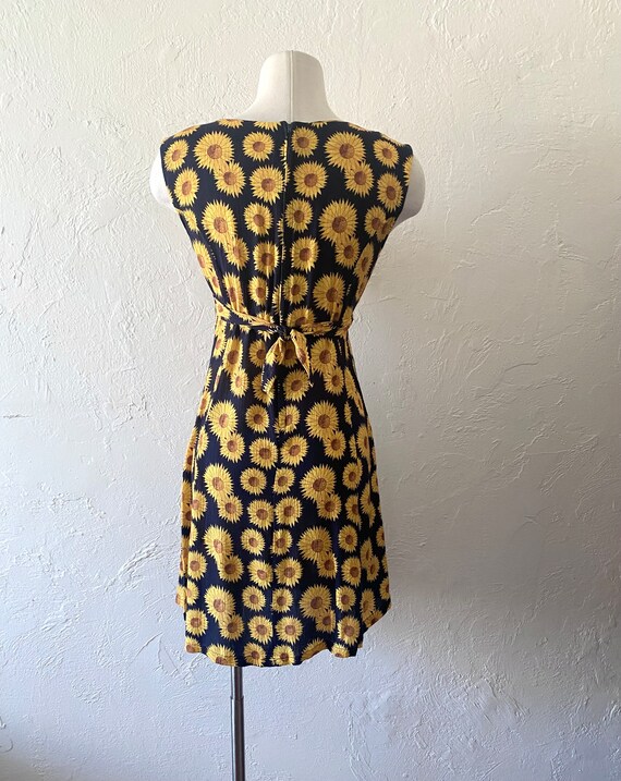 Vtg Sunflower print rayon mini dress - image 8