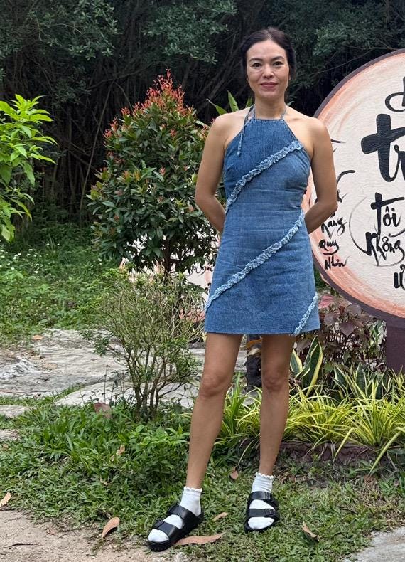 Vtg denim halter dress