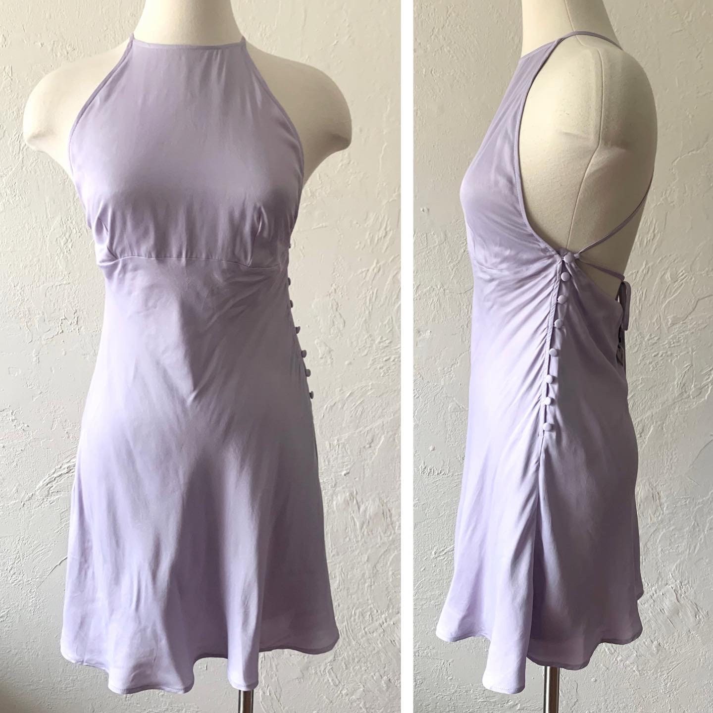 Zara NWT Lilac Backless Satin Mini Dress M 