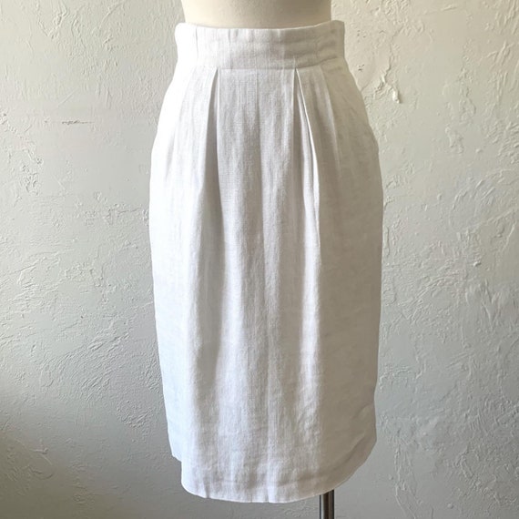 Balenciaga white linen pencil skirt ~ small - image 6