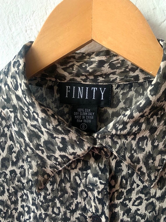 Vtg 90s Finity silk georgette leopard print top 8 - image 6