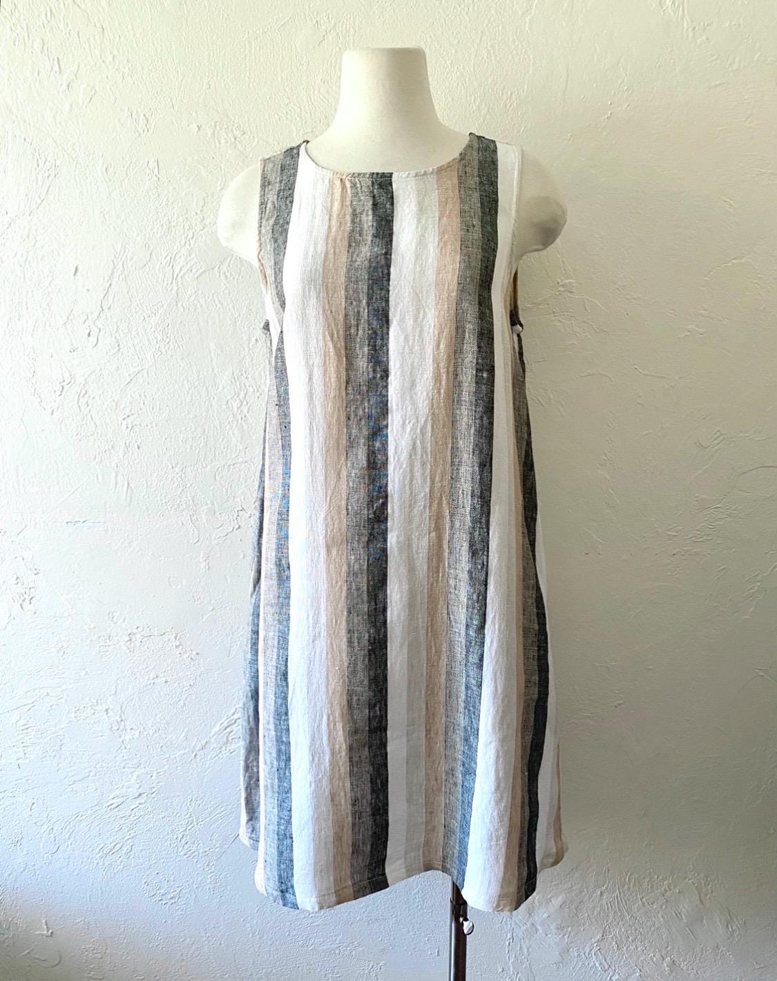 Linen A-Line Stripe Dress
