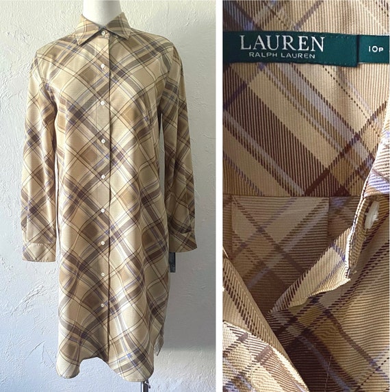 Ralph Lauren silky plaid shirt dress