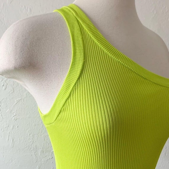Zara nwt neon yellow one shoulder rib top - image 2