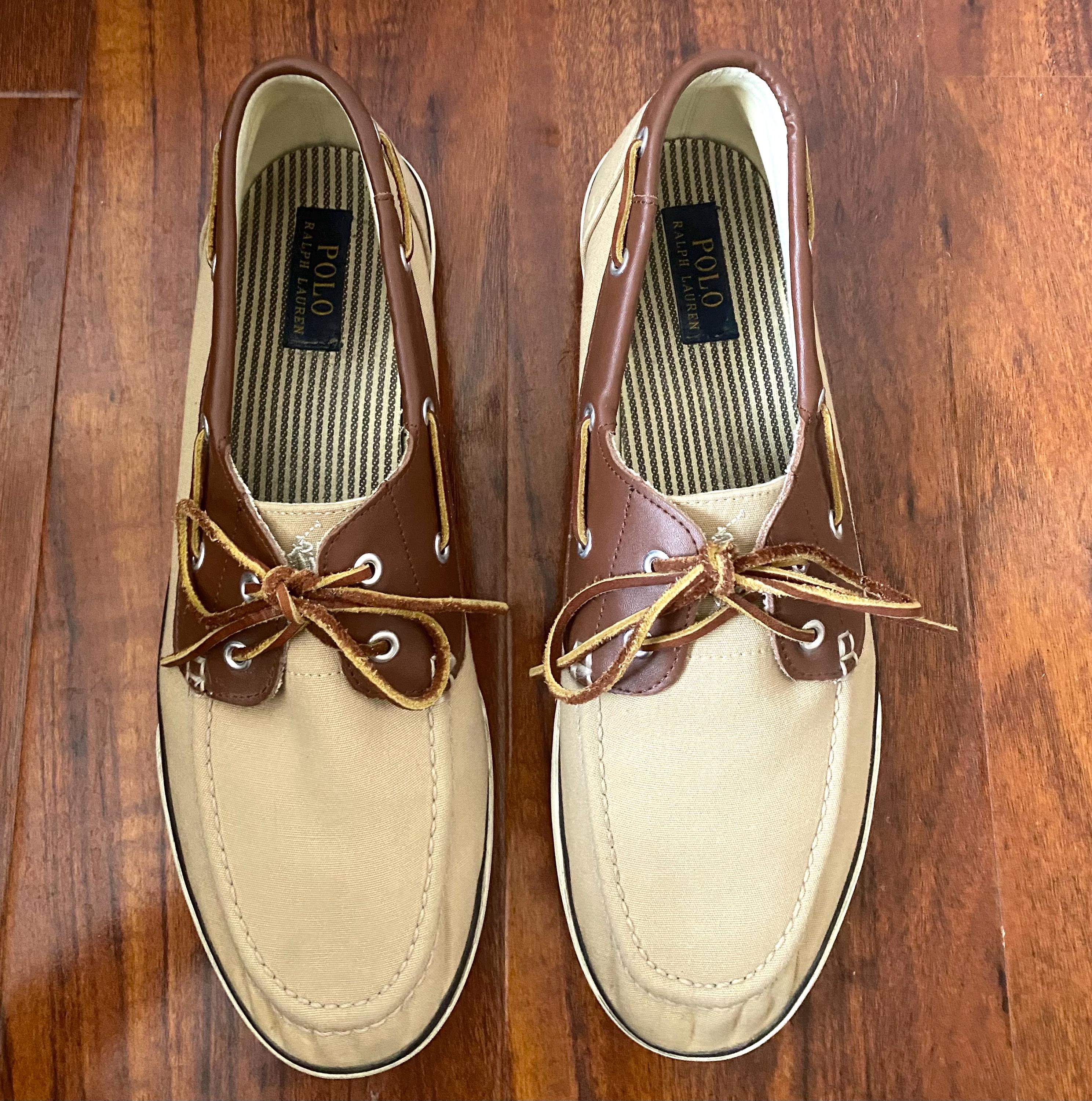 Polo Ralph Lauren men’s SZ 12D grand canvas boat shoes. VTG 90s Polo Ralph Lauren Navy Blue Canvas Deck Boat Shoes  main image 2