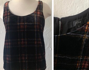 J Crew velvet plaid tank top