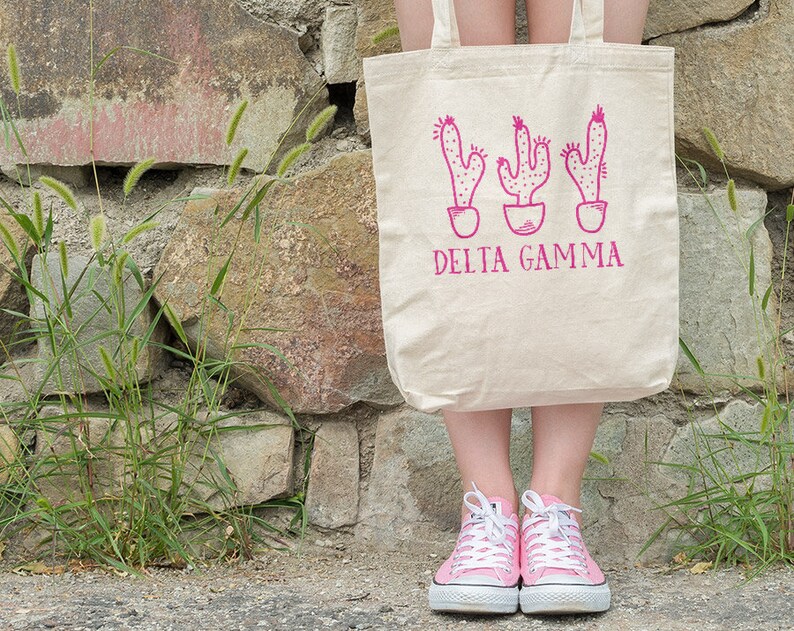 DG Delta Gamma Cactus Trio Tote Sorority Tote Greek Licensed